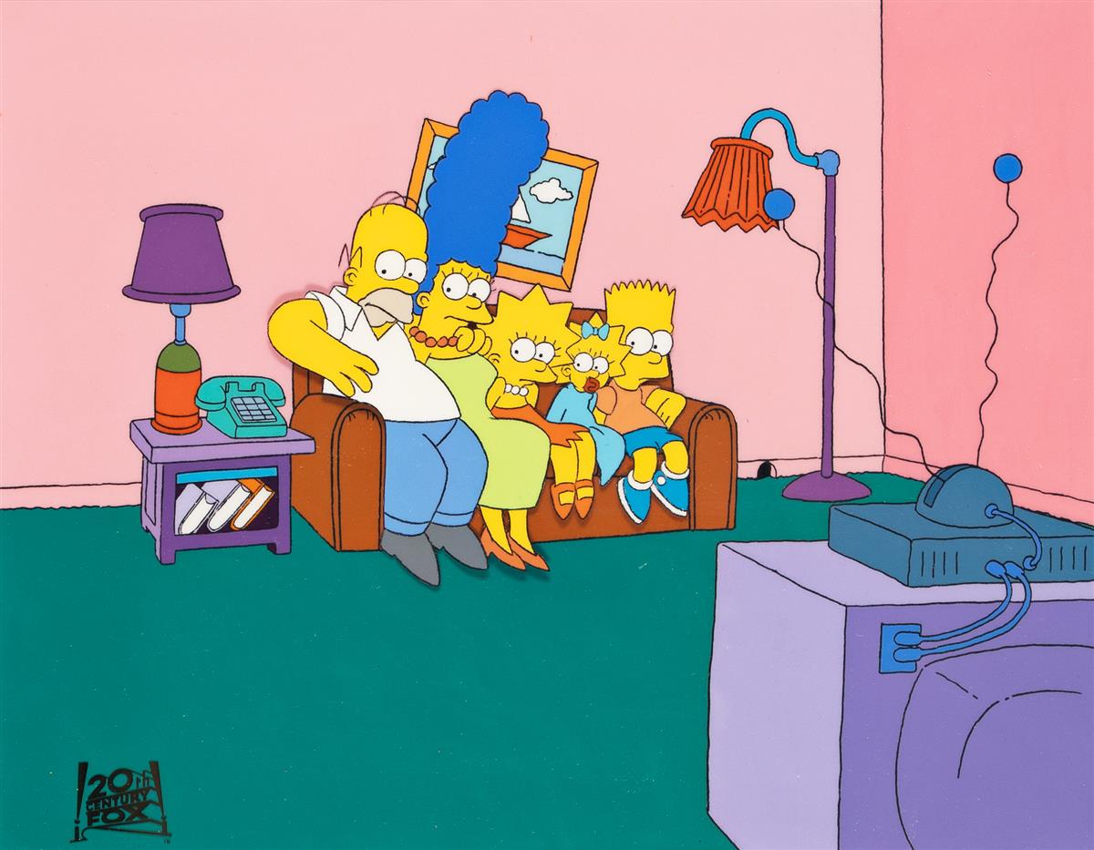 (ANIMATION) THE SIMPSONS / MATT GROENING (1954-) The Simpsons. Couch Gag cel setup.
